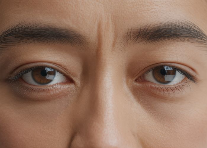 Close-up of person blinking eyes, conveying nonverbal communication.