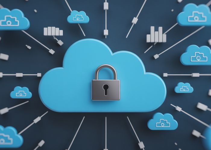 Boston Tech Services LLC logo over a cityscape of Boston, showcasing cloud computing and cybersecurity solutions for SMBs.