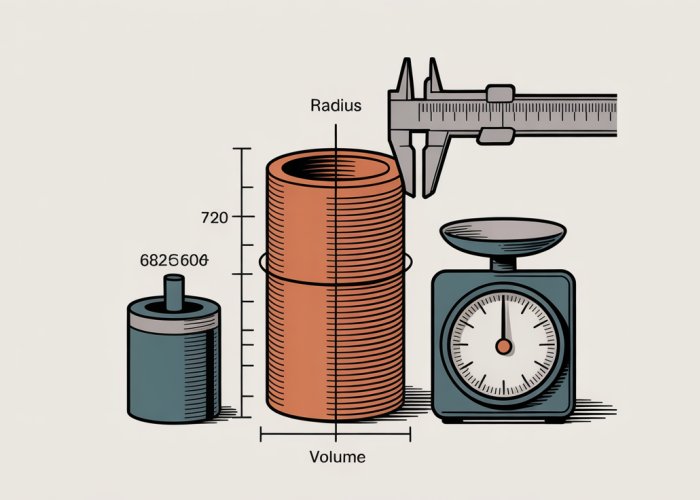Cylinder being measured for mass and dimensions to calculate density.