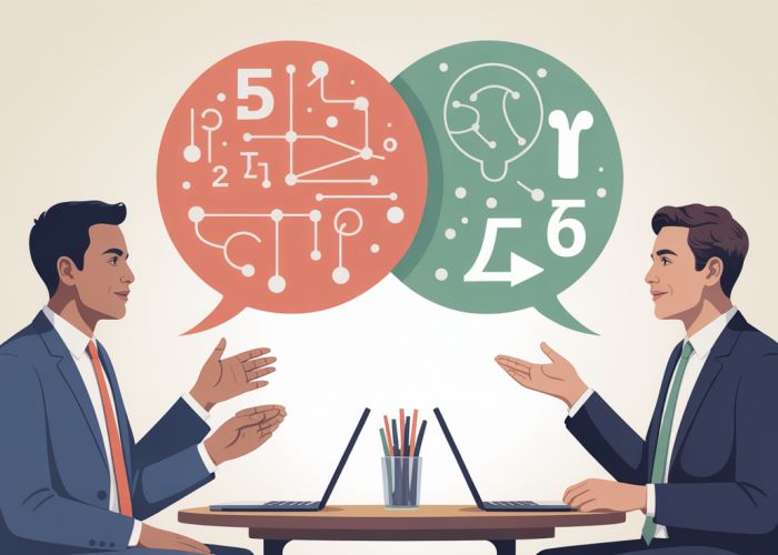 ENFJ and INTP characters engaging in a deep conversation, representing the dynamics of their unique relationship compatibility.