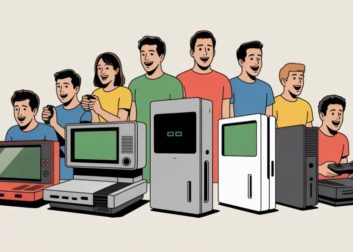 Evolution of video game consoles, showcasing graphical improvements and generational excitement.