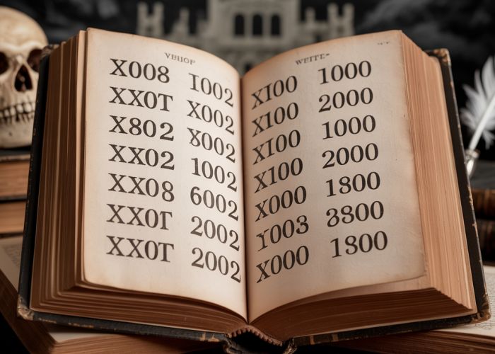 Open antique book showing hundreds of pages, subtly referencing Shakespeare's Hamlet.
