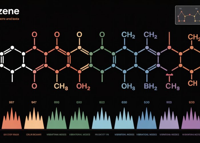 Infrared (IR) Spectrum of Benzene with Labeled Peaks