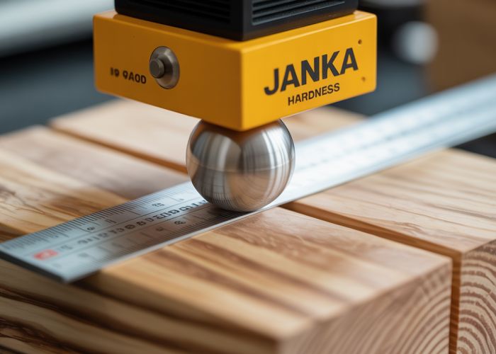 Janka Hardness Test: Steel ball indentation in wood sample