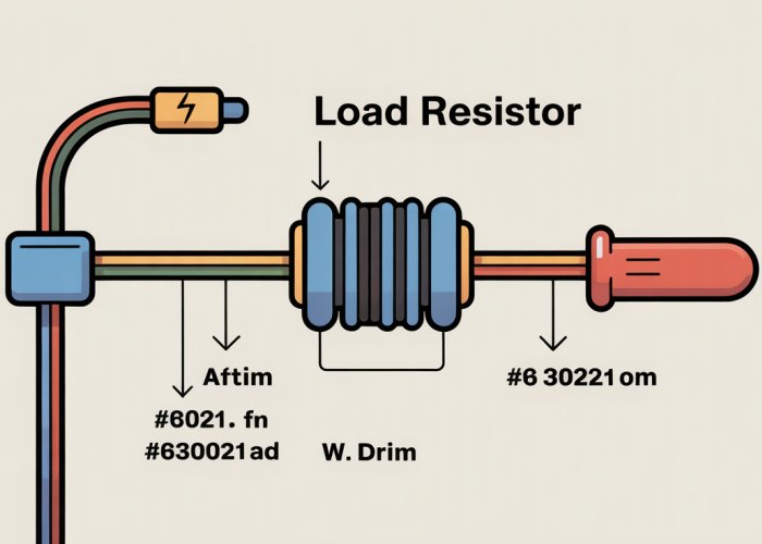 Load resistor circuit diagram showing voltage source and load resistor.
