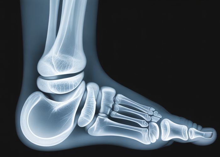 X-ray of a child's foot showing metatarsus primus varus, a common foot deformity.