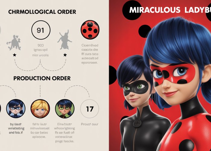 Miraculous Ladybug watch order infographic showing both chronological and production order for optimal viewing.