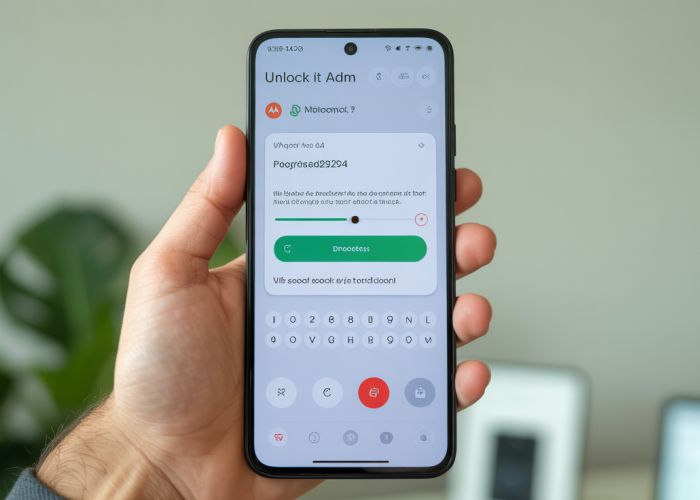 Motorola phone being unlocked using the Unlock It ADM app