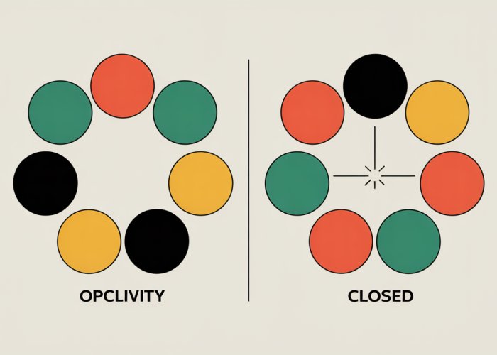 Illustration comparing open and closed circles, representing concepts of inclusivity and completeness.