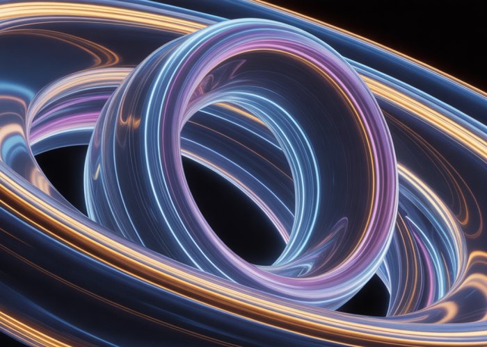 Abstract swirling vortex of blue and gold representing the permeability of free space.