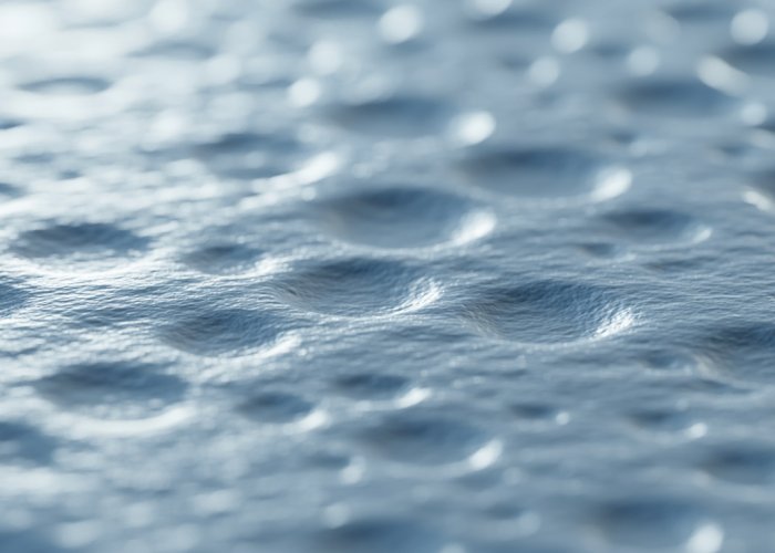 Subtle textural changes in PTFE (Teflon) near its glass transition temperature.