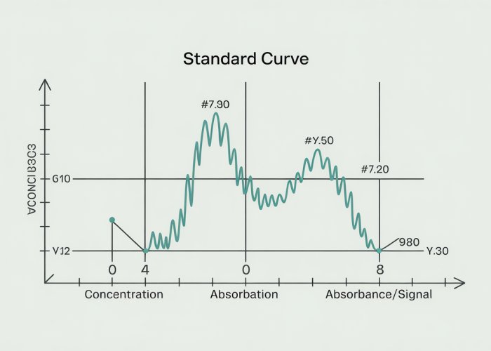 Example of a standard curve graph, showing the relationship between concentration and absorbance/signal.