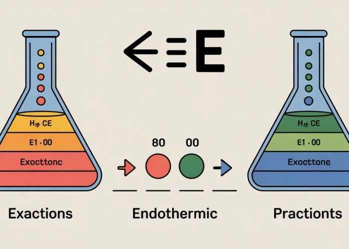 Infographic explaining Delta E (ΔE) in chemical reactions, showing exothermic and endothermic reactions with energy diagrams.