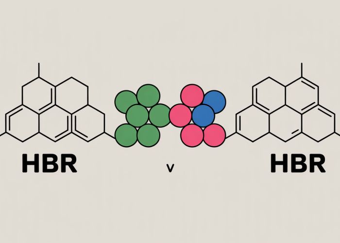 Illustration comparing covalent and ionic bonds in HBr, showing electron sharing vs. transfer.