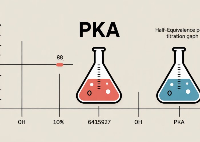 Titration graph illustrating how to find the pKa value at the half-equivalence point.