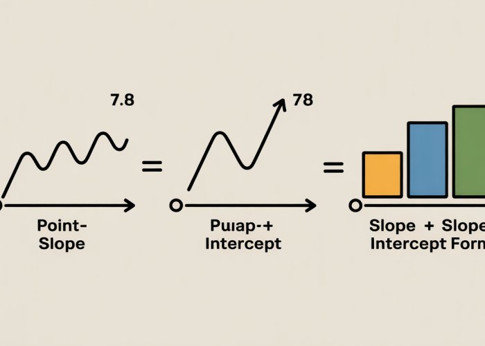 Infographic explaining how to convert from point-slope form to slope-intercept form of a linear equation.