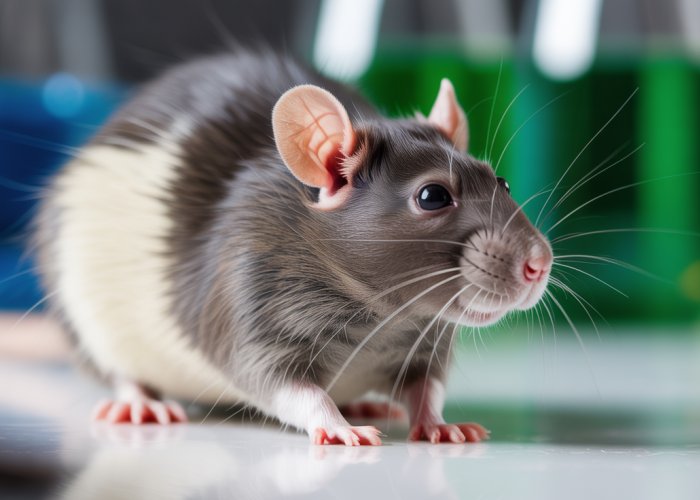 Pregnant rat showing signs of approaching birth.