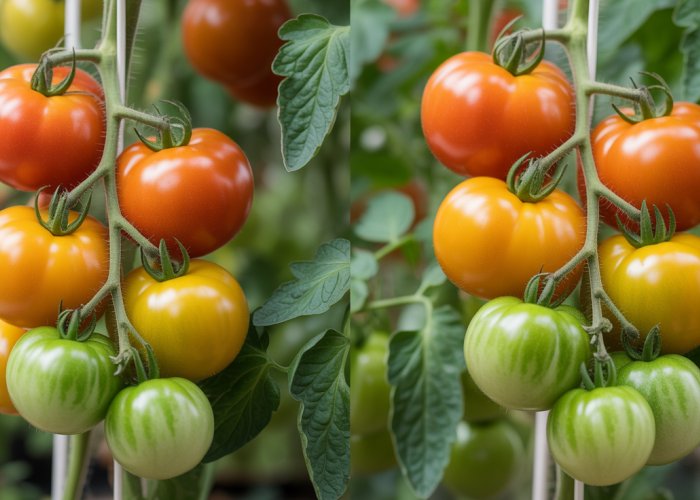 Comparison of tomato yields between semi-determinate and determinate tomato plants, highlighting the higher yield of the semi-determinate variety.