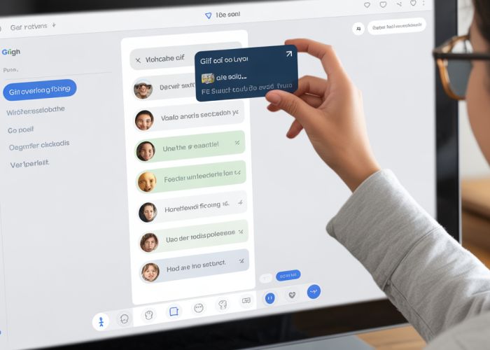 Screenshot of Signal desktop application showing how to add a GIF to a chat message.